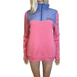 Vineyard Vines Girls L (16) Women's XS/S Shep Sweatshirt Quilted 1/4 Zip Pink